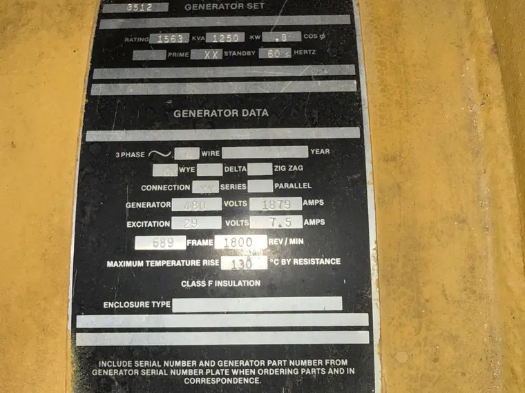 Standby generator set — nameplate verification