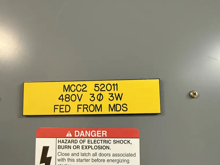 480V motor control centre — arc-flash boundary